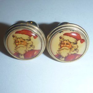 Vintage Santa Clause Domed Cuff Links